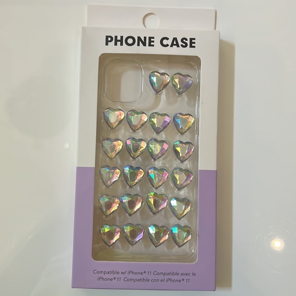 Compatible w/ iPhone 11 SHINY CLEAR / RAINBOW HEART METALLIC PHONE CASE! π€ π€ - Picture 9 of 15